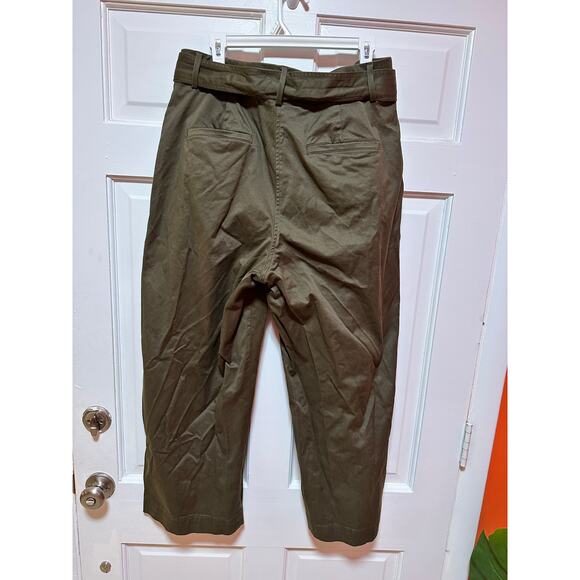 Banana Republic Cruz Pleated Wide Leg Chino Trousers Spiced Olive Green Size 14 - Picture 8 of 9